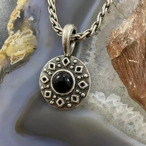 Carolyn Pollack Sterling Onyx Double Sided Decorated Serpent Pendant For Women - Picture 5 of 10